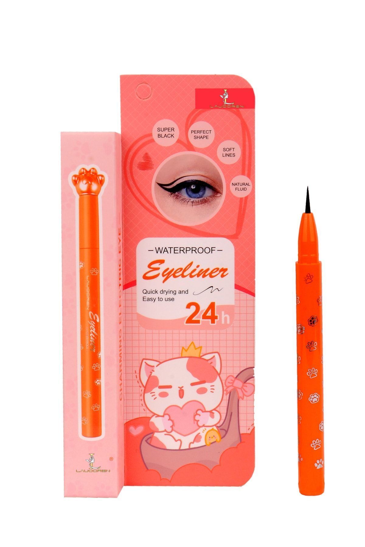 LAUOOREN Kedi Patili Siyah Waterproof Pen Eyeliner