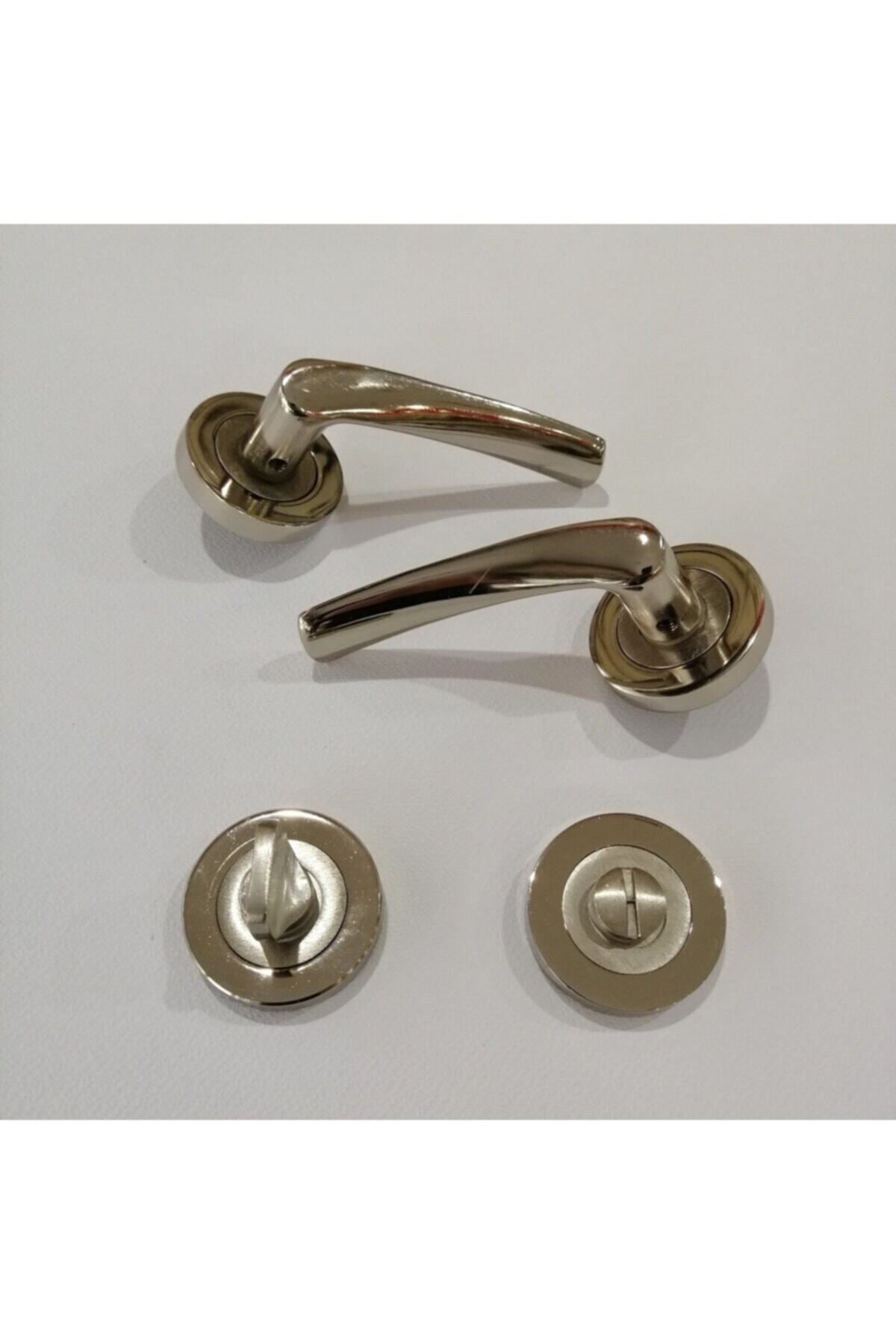 BDS-Bravo Badge Nickel Satin WC Door Handle Set - 1 Door 4