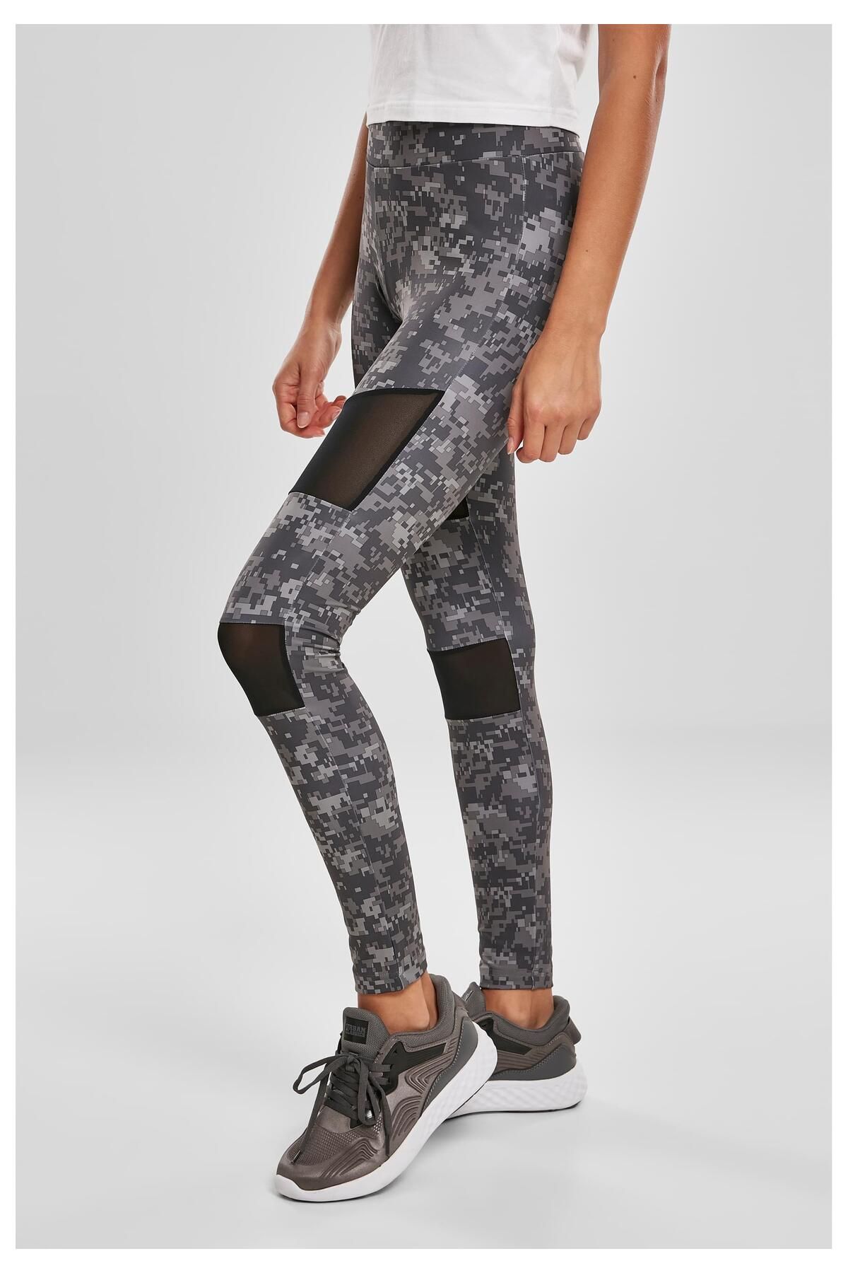 Urban Classics-Damen Kadın Camo Tech Mesh Tayt 5