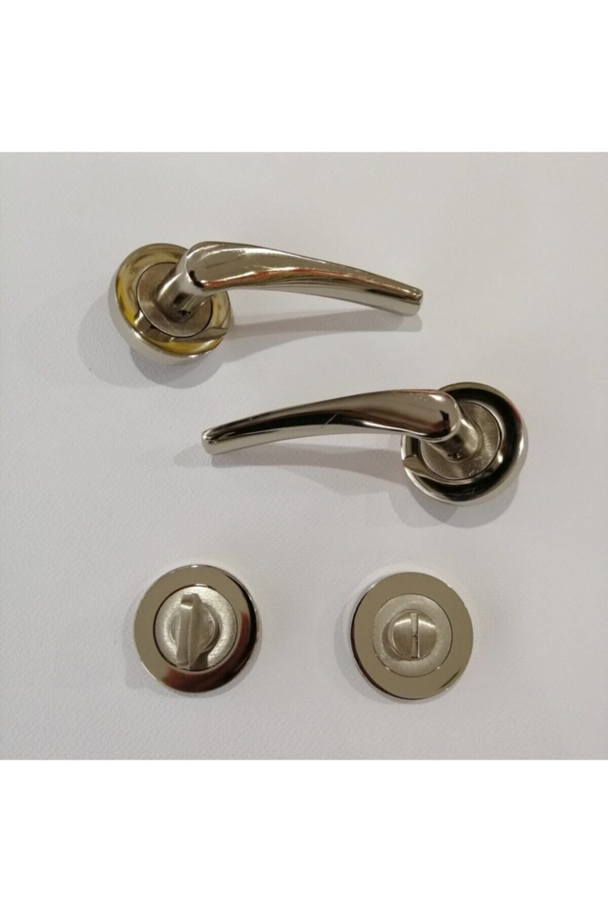 BDS-Bravo Badge Nickel Satin WC Door Handle Set - 1 Door 3