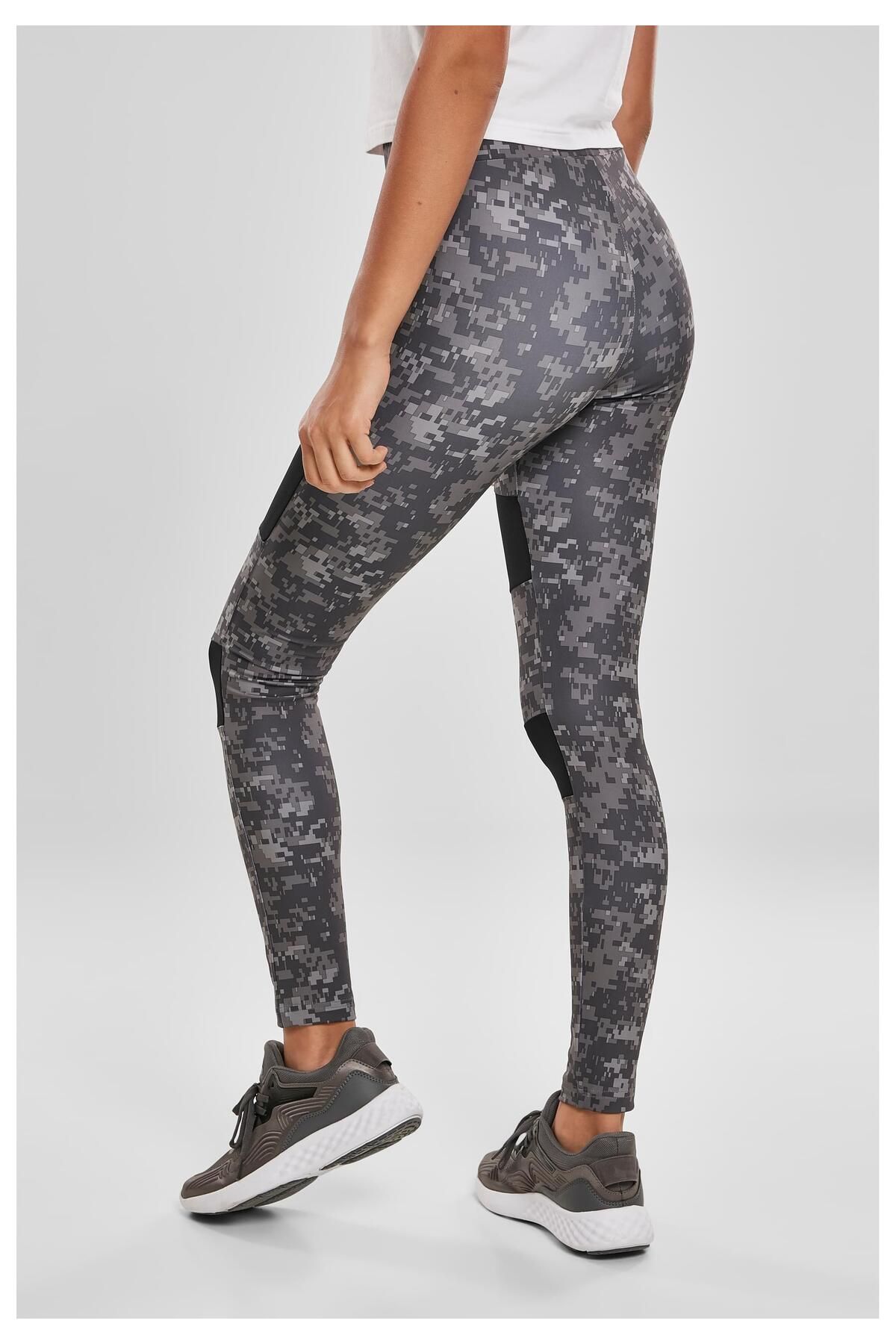 Urban Classics-Damen Kadın Camo Tech Mesh Tayt 6