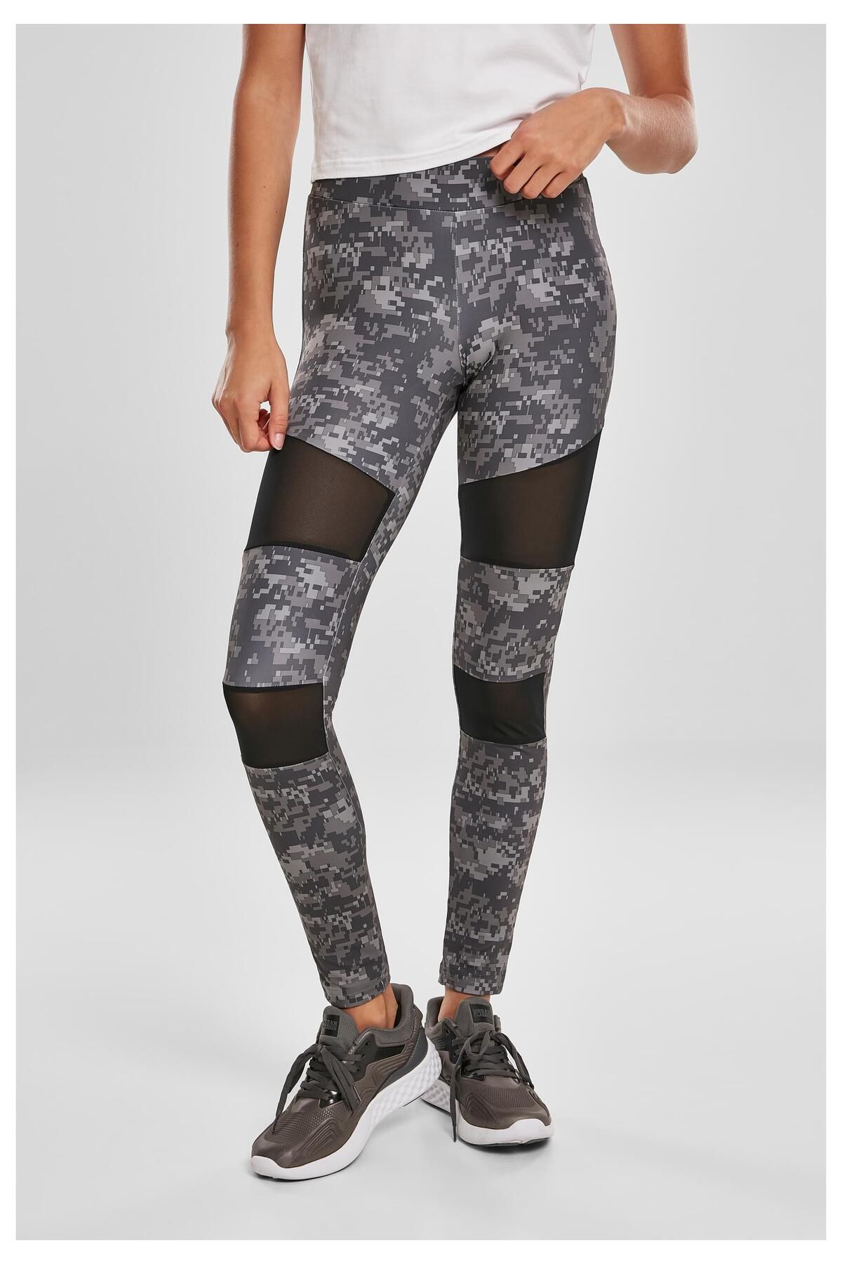 Urban Classics-Damen Kadın Camo Tech Mesh Tayt 4