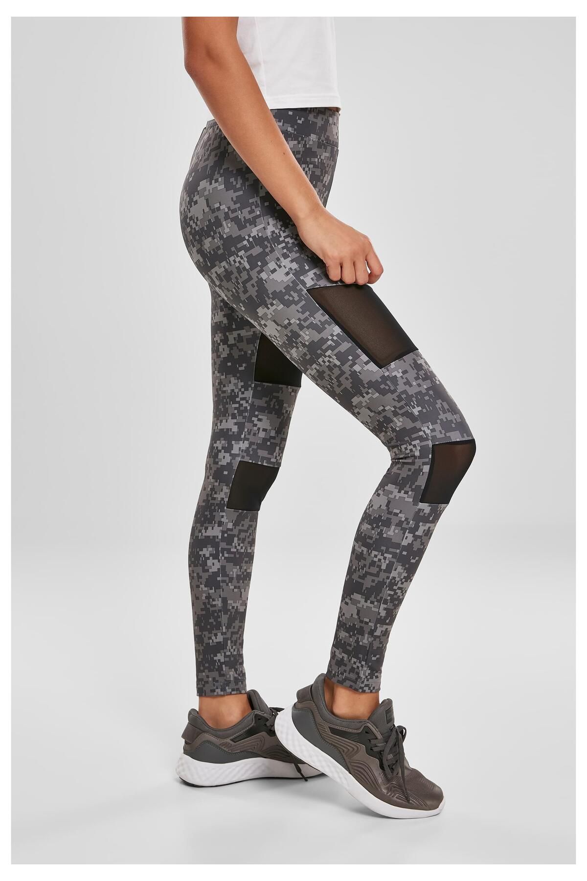 Urban Classics-Damen Kadın Camo Tech Mesh Tayt 7