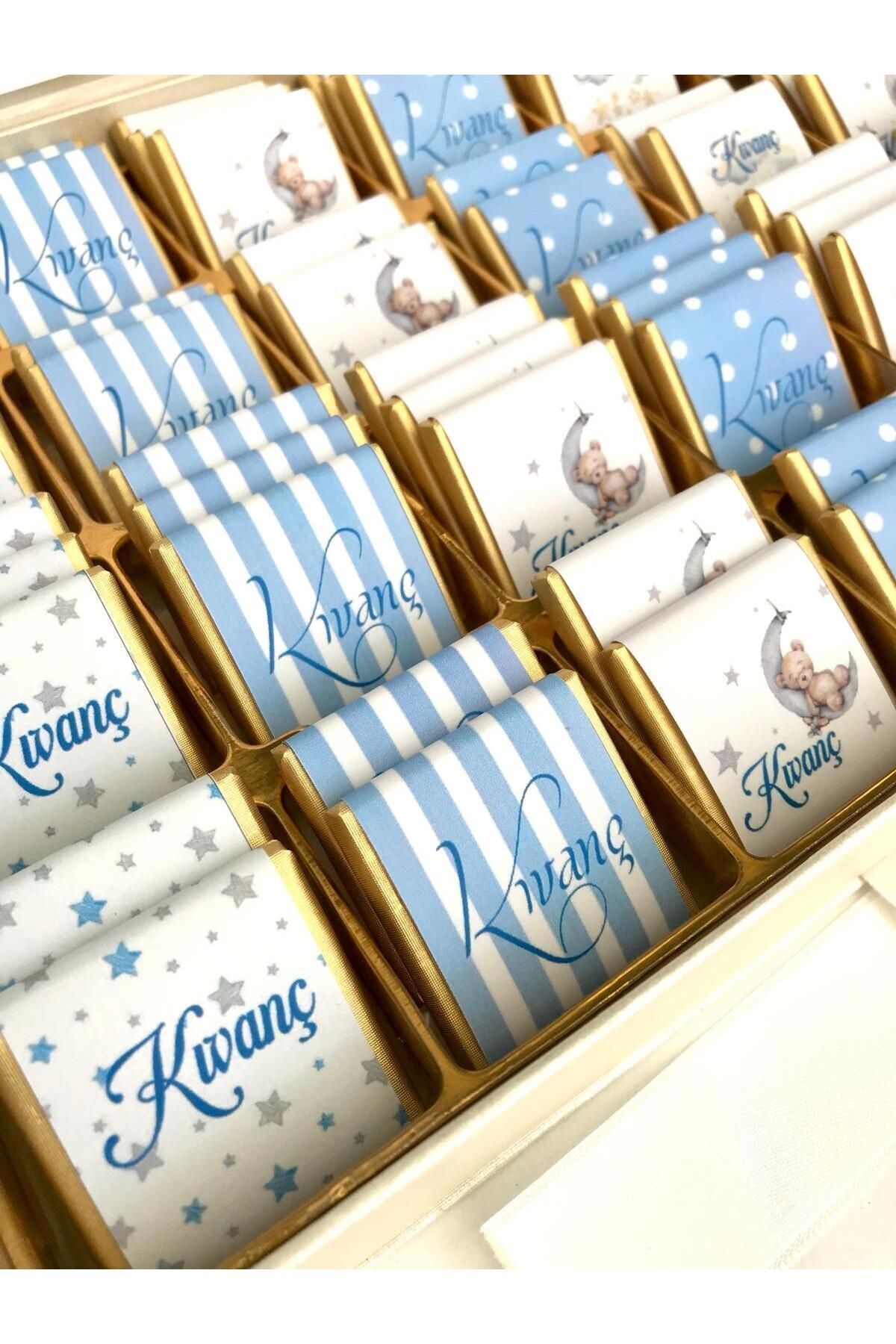 Minemiss Tasarım Kutulu İsme Özel Tasarımlı Kız-Erkek Bebek Çikolatası 60 Adet Dogum-Yaş Günü-Hediyelik Çikolata fotoğrafı 3 (önizleme)