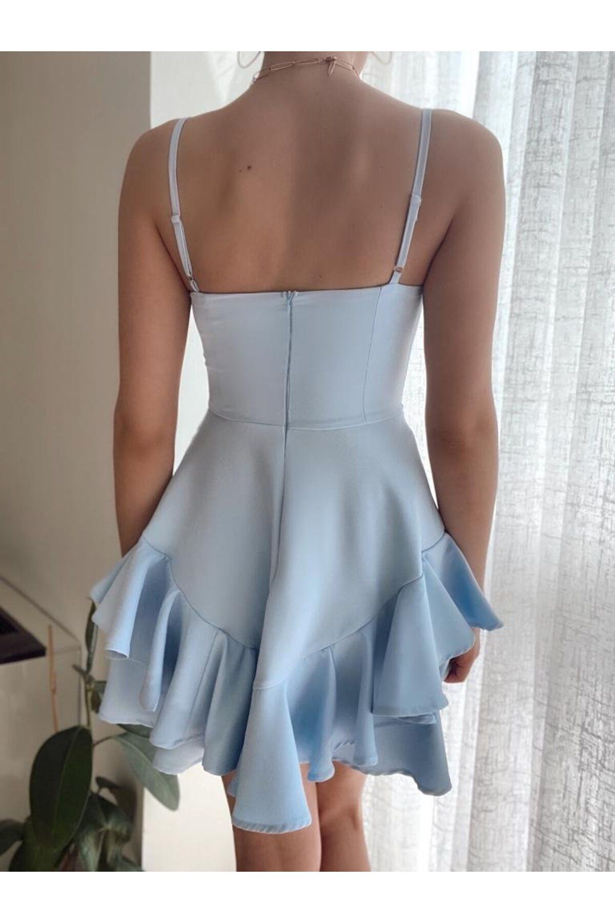 lovebox Baby Blue Ball Gown Evening Dress Floor Detailed Skirt Adjustable Strap Dress Yellow Graduation Dress 102 Trendyol
