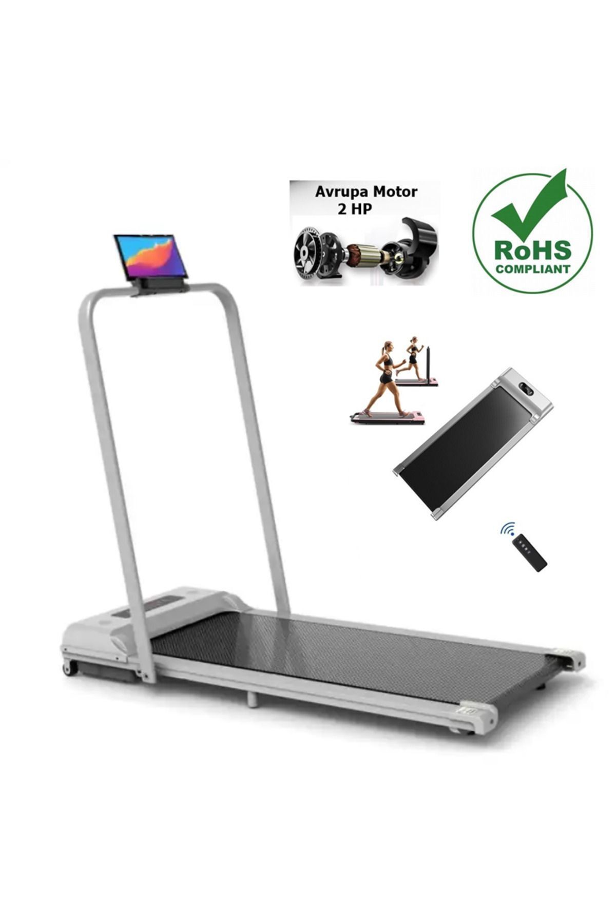POBO Bluetooth 2hp Fitness Katlanır Koşu Bandı 7 Katmanlı Elektrikli Ev Ofis Kolay Kurulum Akıllı