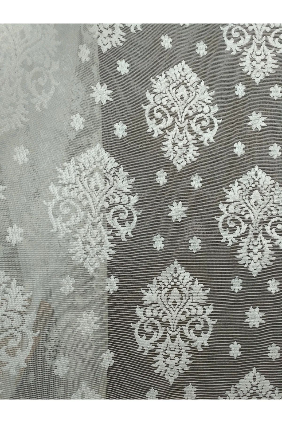 elision home-1x2 Damaks Patterned Modern Tulle Curtain - Suitable for All Windows, No Ironing Required 4