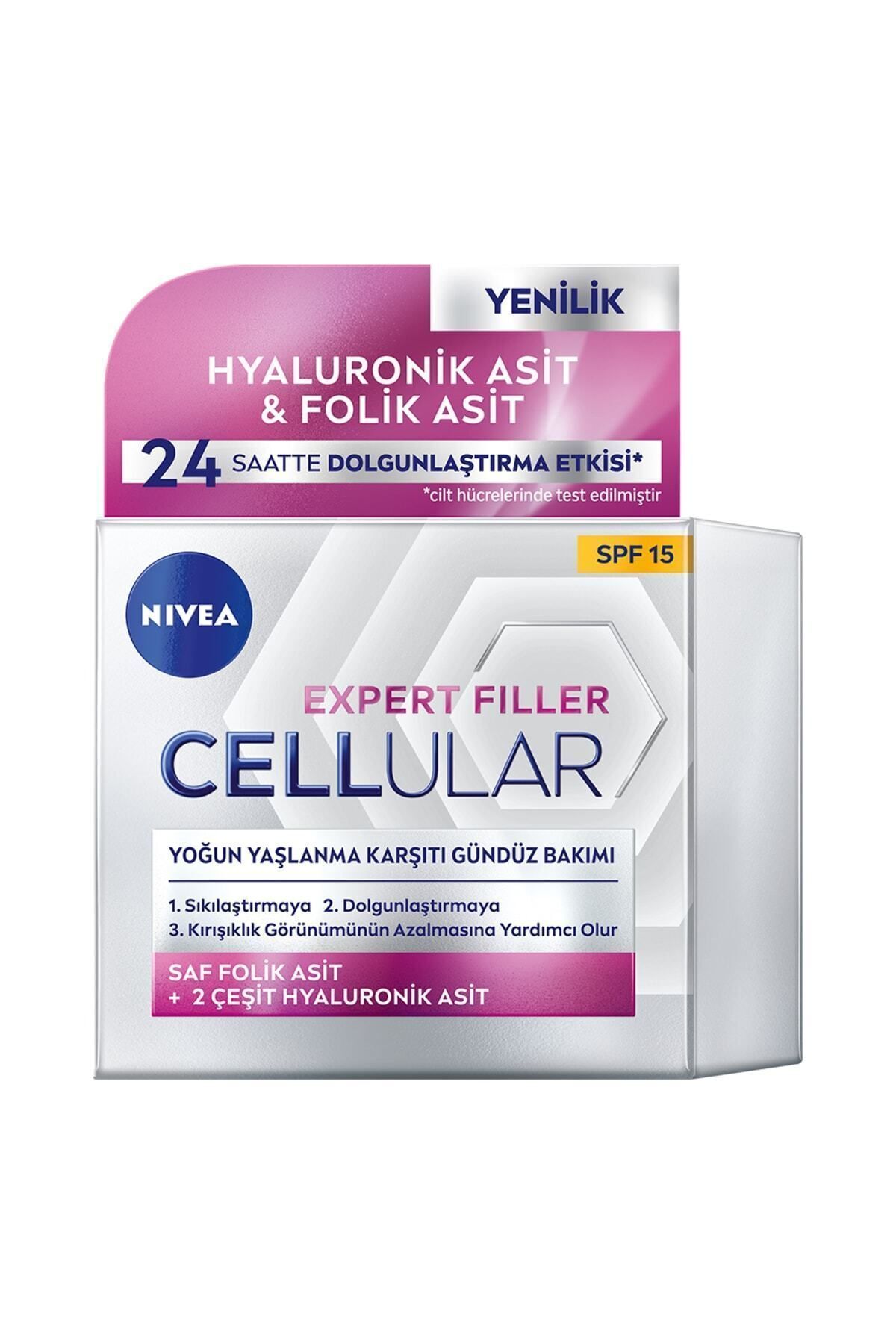 Cellular Expert Filler Intensive Anti-Aging Face Care Cream Spf15 50 میلی لیتر، هیالورونیک اسید NIVEA