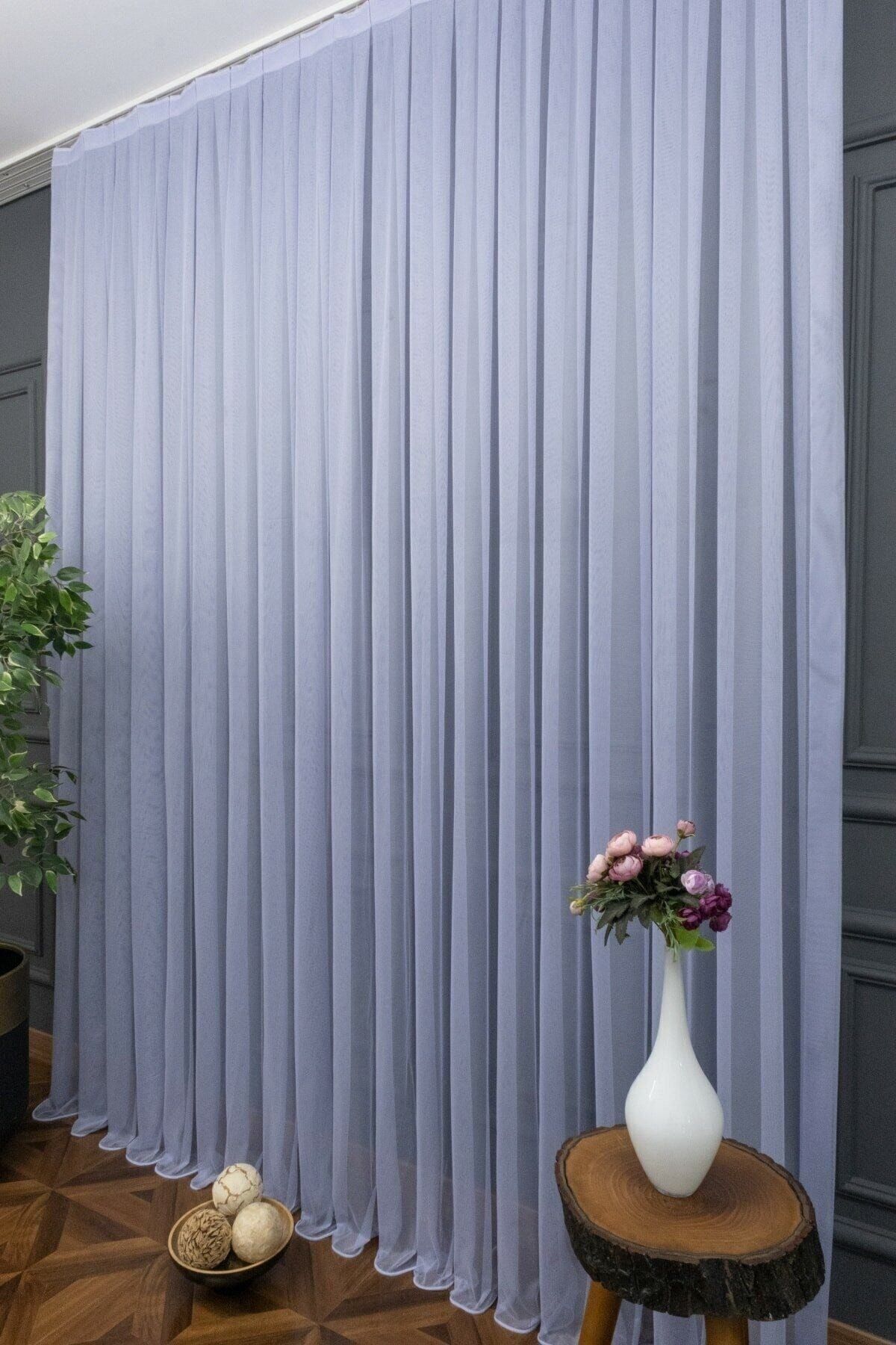 elision home-Light Lilac Grek Tulle Curtain - 350x250cm, Sparse Pleat, 1/2 6