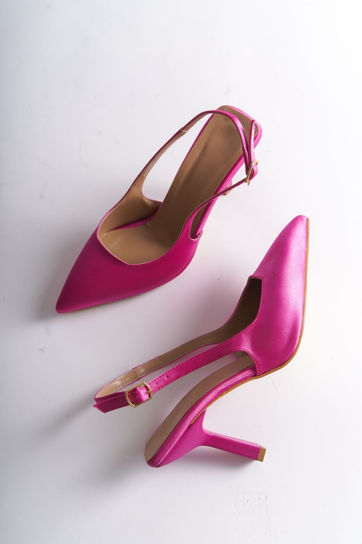 Buem-Stiletto din satin cu vârf ascuțit, cu bretele în spate, zilnic, confortabili, cu toc deschis, pantofi cu toc pentru femei 2