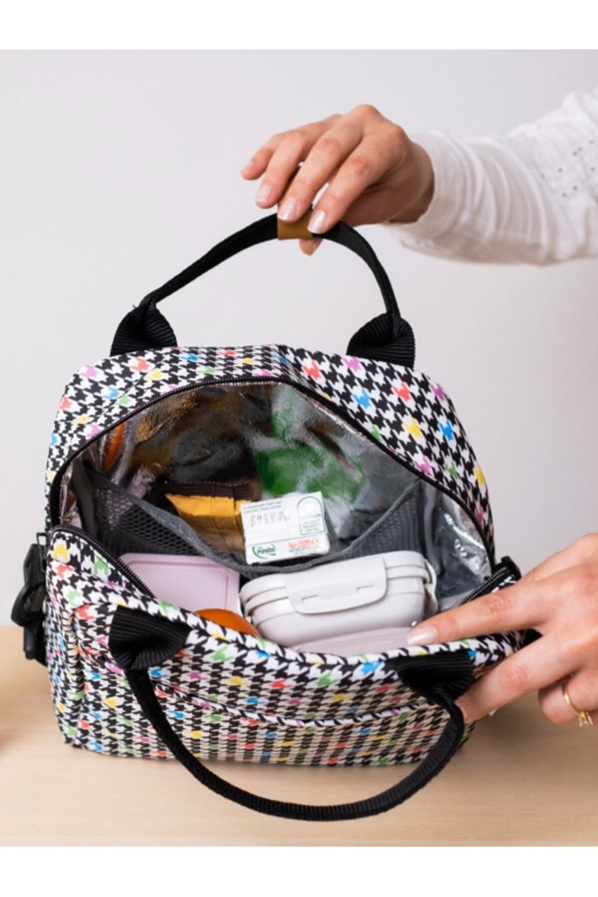 Happy Bear Termal Su Geçirmez Isı Yalıtımlı Yemek Taşıma Beslenme Çantası Askılı fotoğrafı 3 (önizleme)