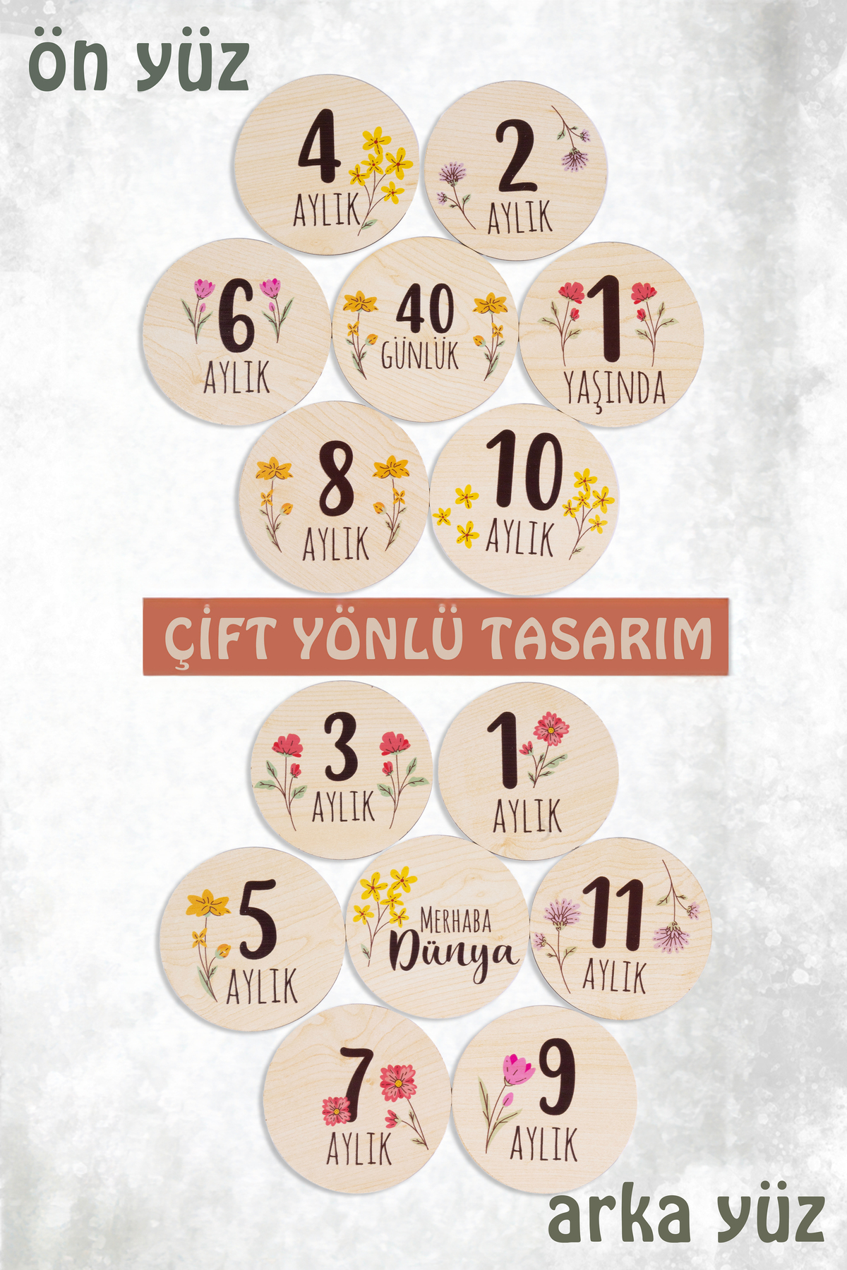 ceodesign Ahşap Anı Diskleri Bebek Fotoğraf Çekim Kartları fotoğrafı 4 (önizleme)