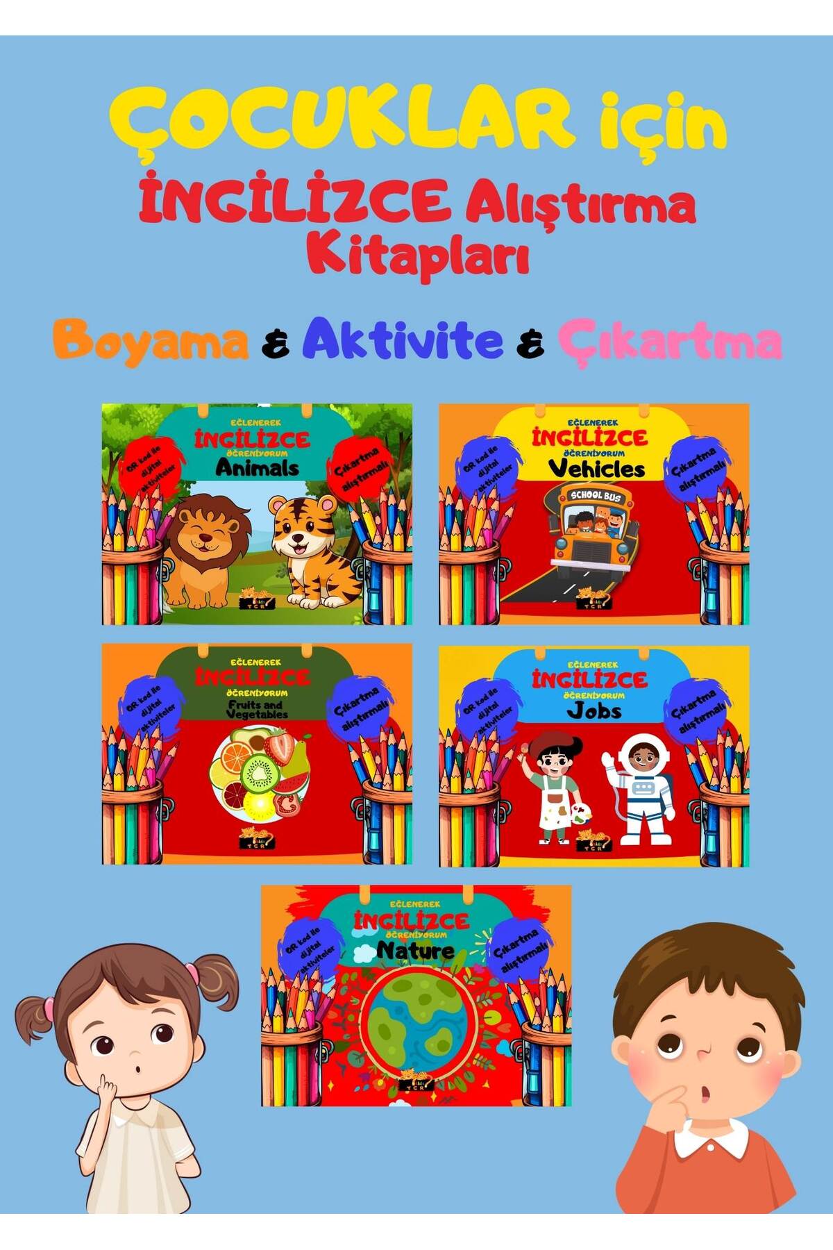 TGR PUBLICATIONS Çocuklar Için Ingilizce Eğitim Seti - Eğlenerek Ingilizce Öğreniyorum (BOYAMA&ÇIKARTMA&ALIŞTIRMA)