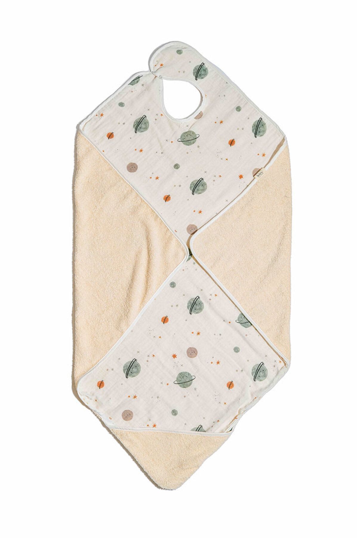 Lisara-Large swaddle towel hands-free cit citli cift sided muslin and 100% cotton towel Planet pattern 5