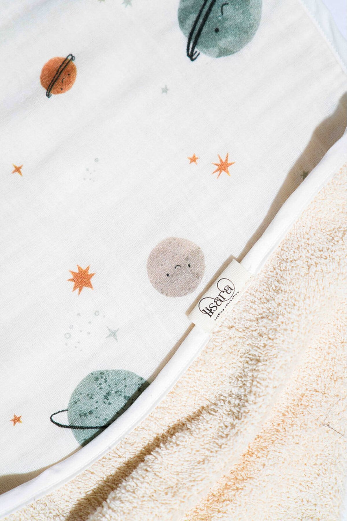 Lisara-Large swaddle towel hands-free cit citli cift sided muslin and 100% cotton towel Planet pattern 6