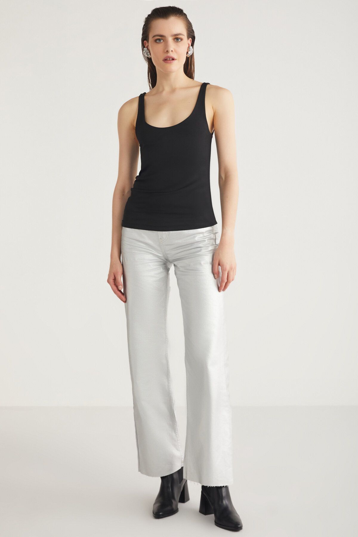 GRIMELANGE-Dolly Women's Fully Double Layer Flexible Recyle Fabric Soft Black Undershirt 2