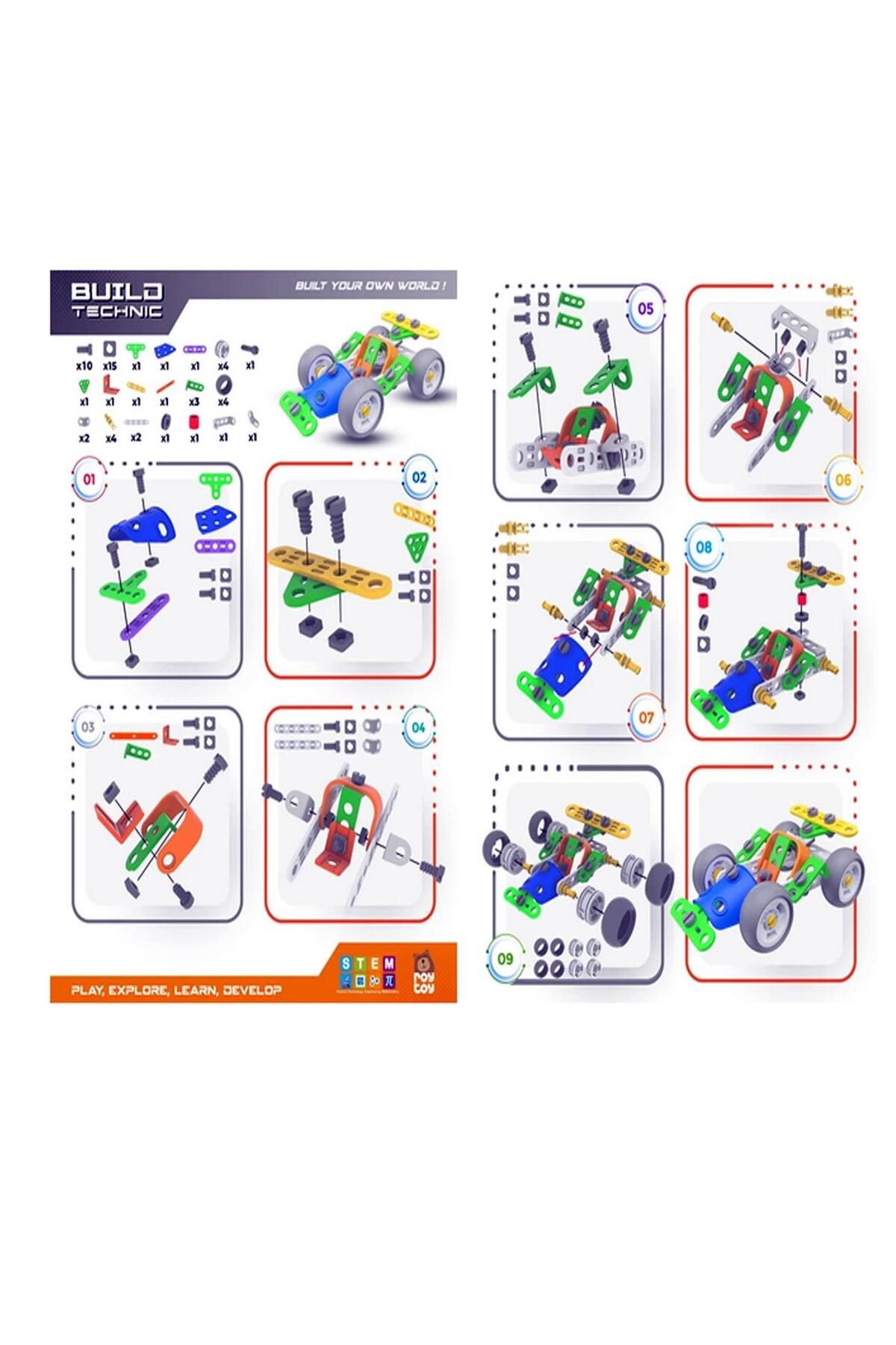 Sole-Build Technic Set, 58 Pieces Plug-in Go-kart Trolley Block Building Set 5