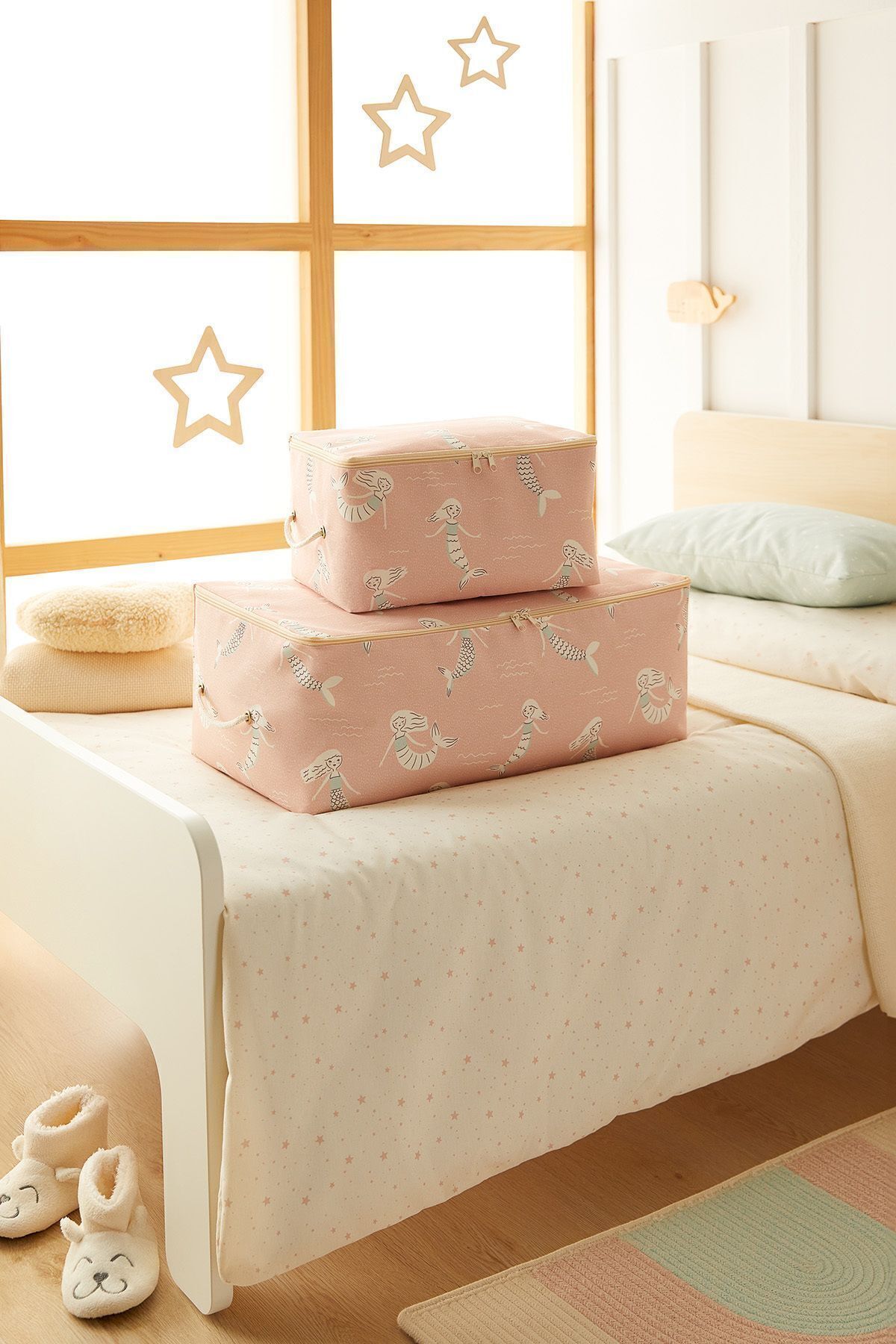 Ocean Home Textile 2'li Set Deniz Kızı Baskılı Çocuk Odası Pike Battaniye Kazak Hurcu fotoğrafı 2 (önizleme)