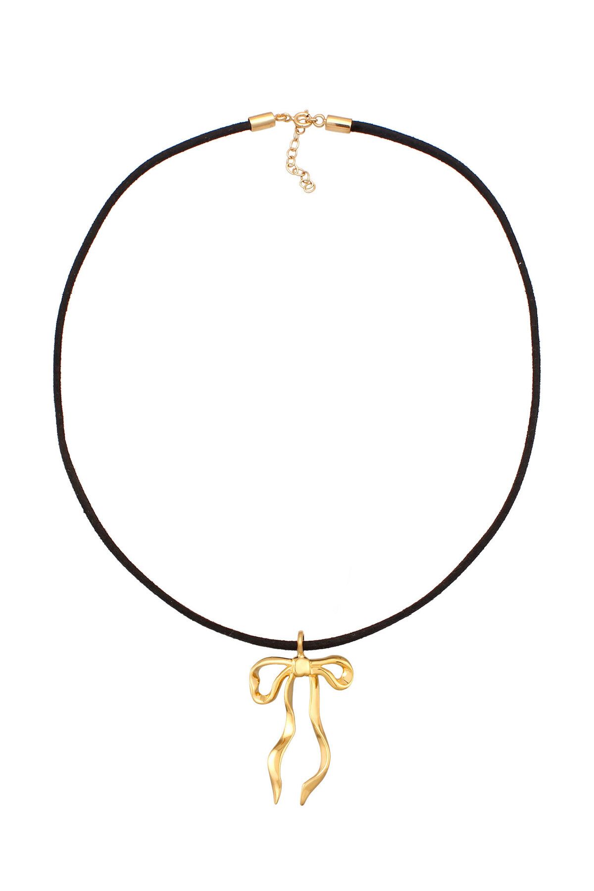 ELLI-Damen-Halskette mit Schleife – 925er Sterlingsilber, Kunstlederarmband und vergoldet 2
