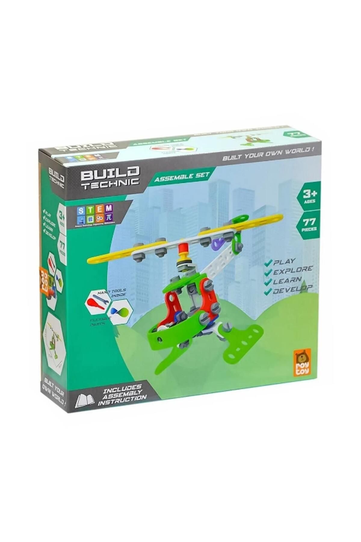 Sole-Build Technic Set, 77 Pieces Plug-Down Helicopter Block Build Set 3