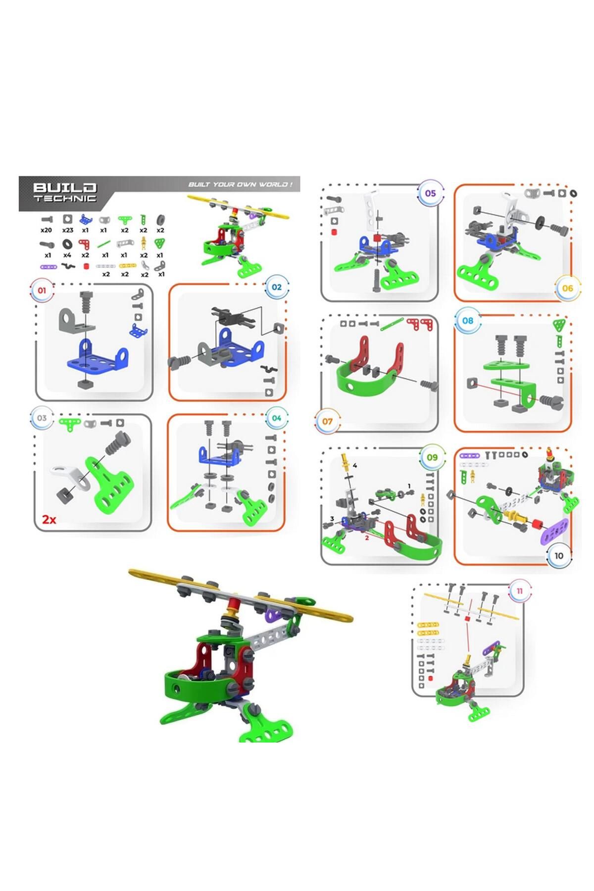 Sole-Build Technic Set, 77 Pieces Plug-Down Helicopter Block Build Set 4