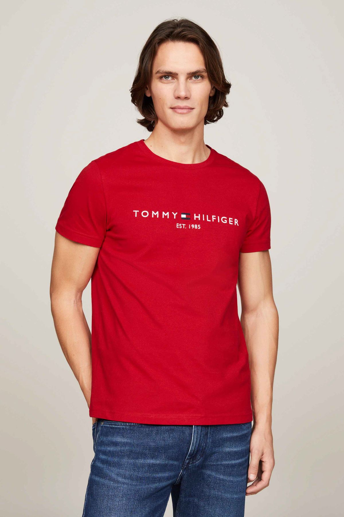 تی شرت قرمز مردانه چاپی آرم تامی Tommy Hilfiger