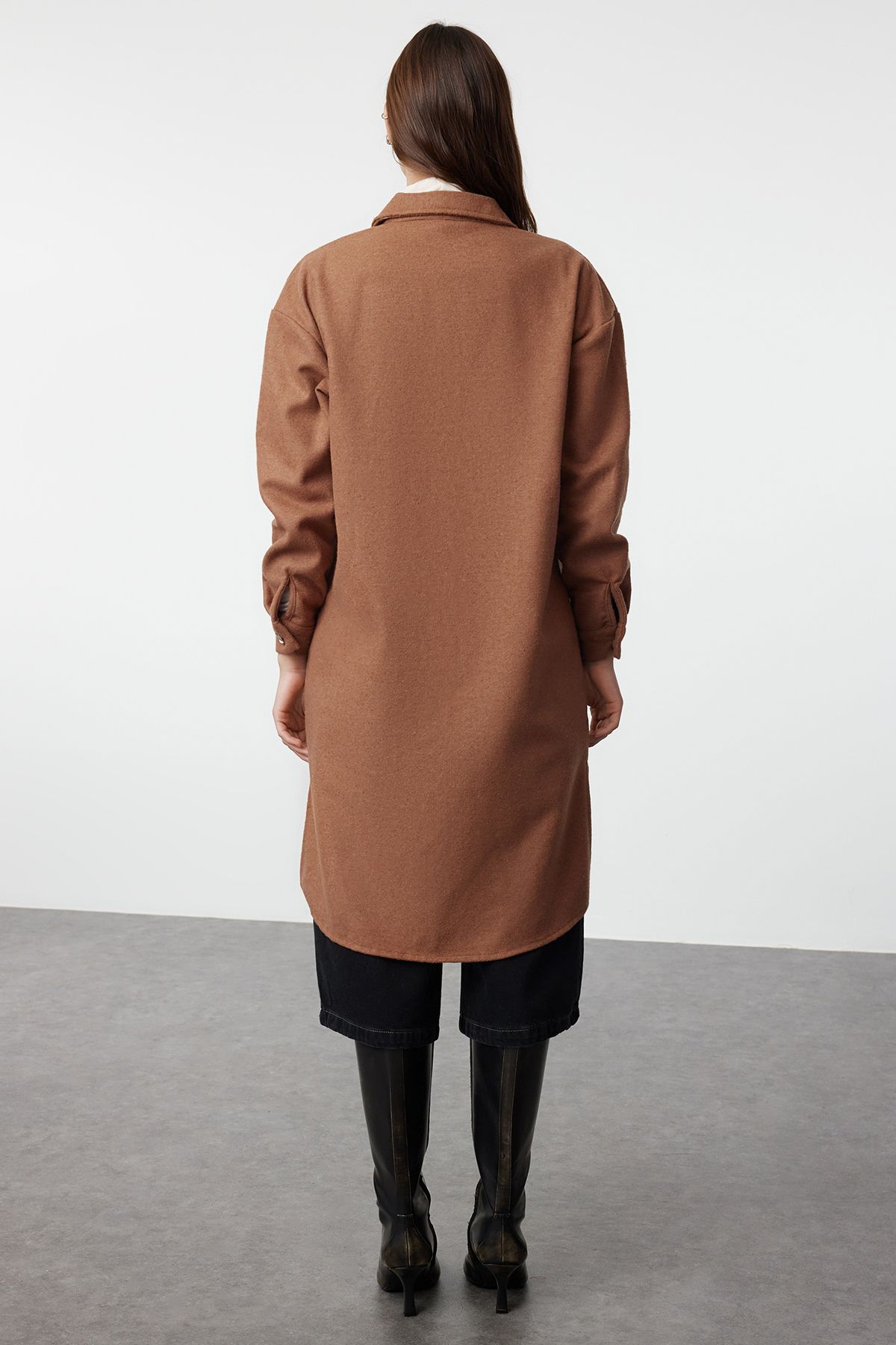 Trendyol Modest-Hosszú téli csempe ing - dupla zseb TCTAW22UK0067 5