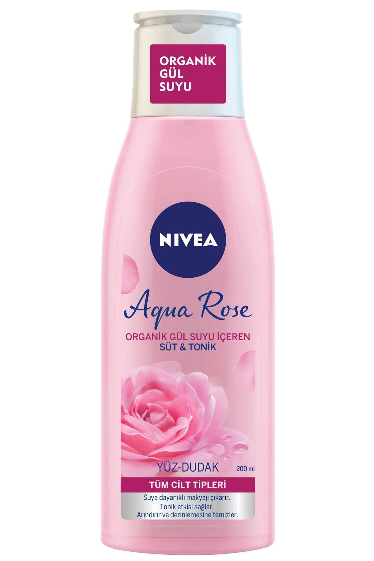 شیر و تونیک آکوا رز حاوی گلاب ارگانیک 200 میلی لیتر پاک کننده آرایش موثر NIVEA