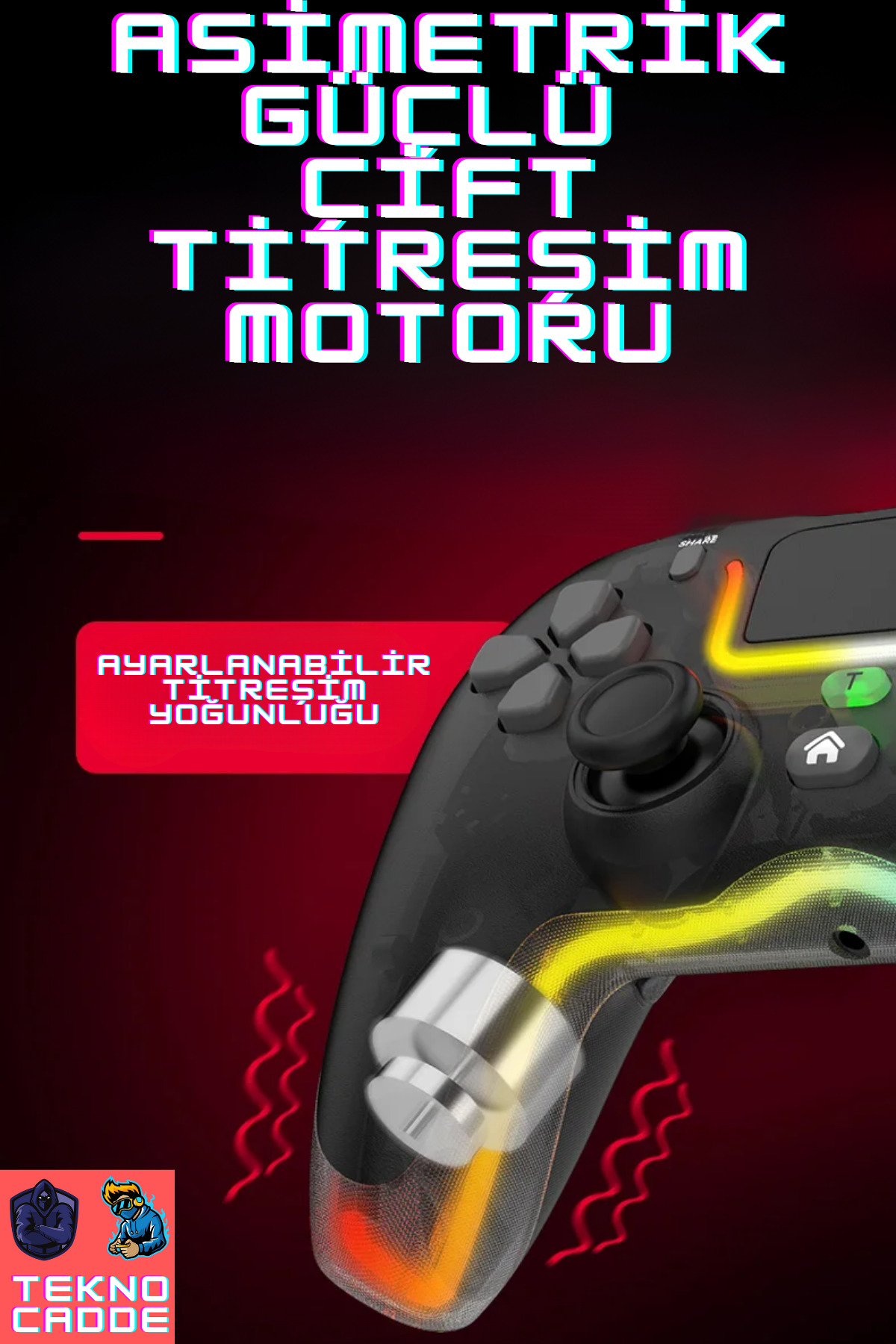 P07 PS4/SWİTCH/IOS/Android/PC Uyumlu RGB Bluetooth Joystick 5
