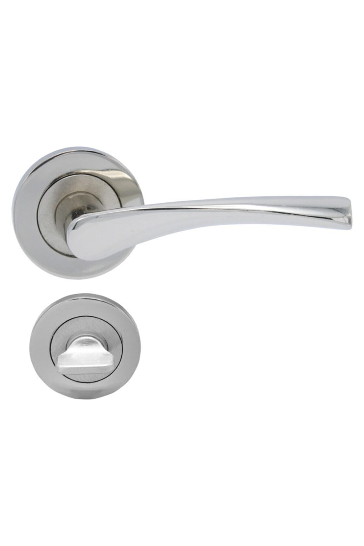 BDS-Bravo Badge Nickel Satin WC Door Handle Set - 1 Door 6