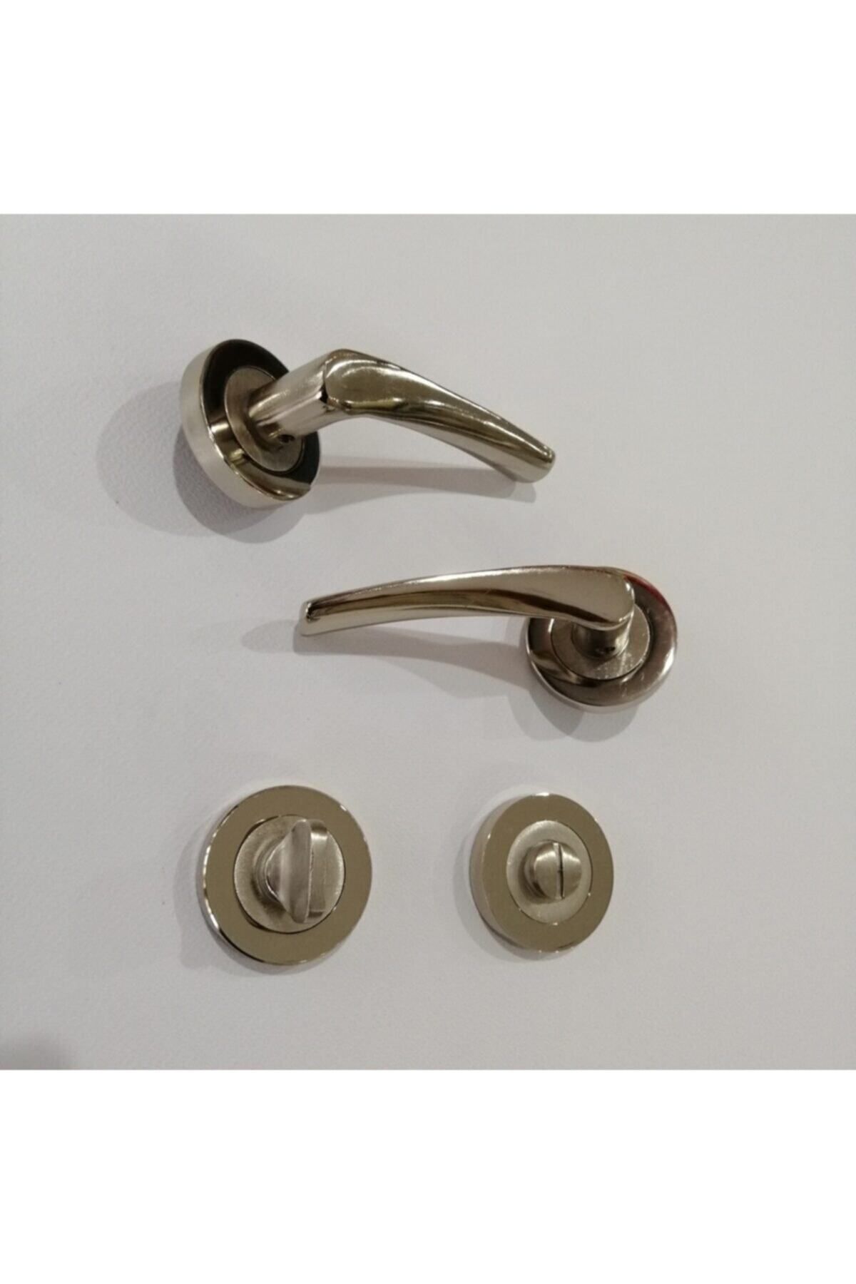 BDS-Bravo Badge Nickel Satin WC Door Handle Set - 1 Door 2
