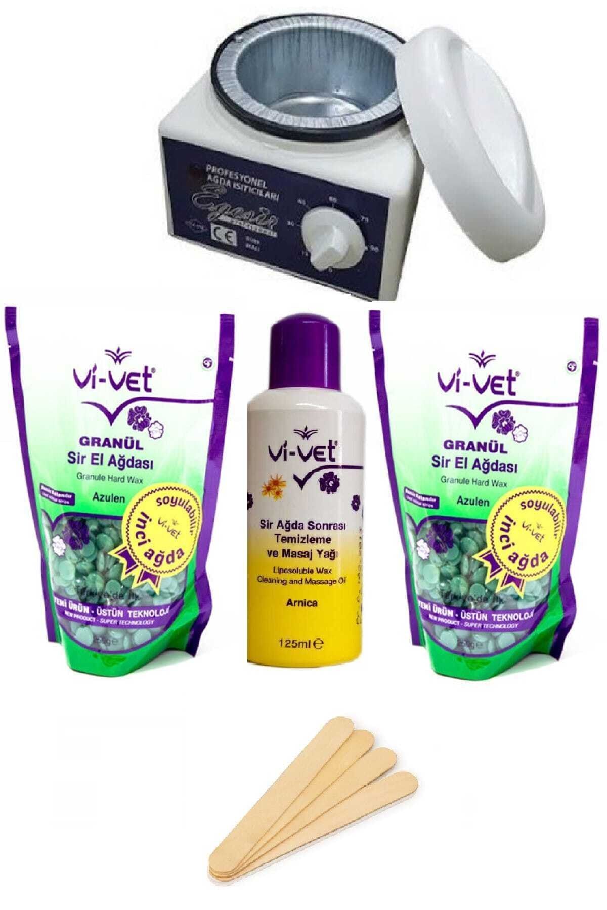 Vi-vet Izla Ağda Makinesi+2 Adet Yeşil Boncuk Ağda+ Ağda Yağı + Spatula — 8637422252211