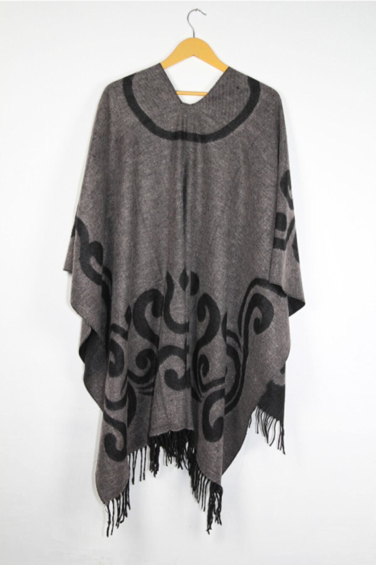 Genel Markalar Kadın Açık Vizon Çift Taraflı Omuz Açık Vizon Şal Panço Az06ş001 fotoğrafı 2 (önizleme)