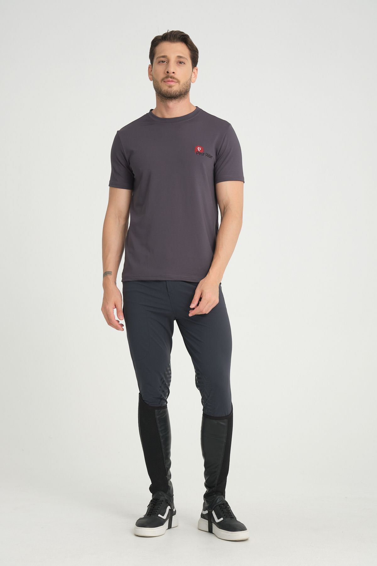 PEUR RIDER SHOP Tricou De Călărie Pentru Bărbați Cu Mânecă Scurtă De Culoare Antracit Masculin - L