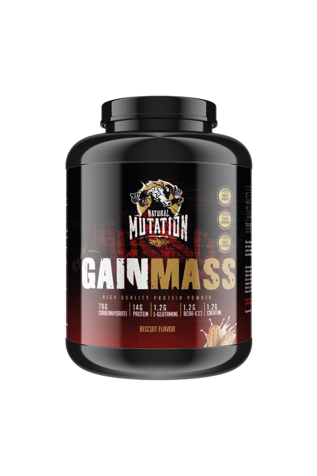 Natural Mutation Mass Gainer 3 KG 60 Servis Bisküvi Aromalı Karbonhidrat Tozu Kilo Almaya Yardımcı Kütle Artırıcı