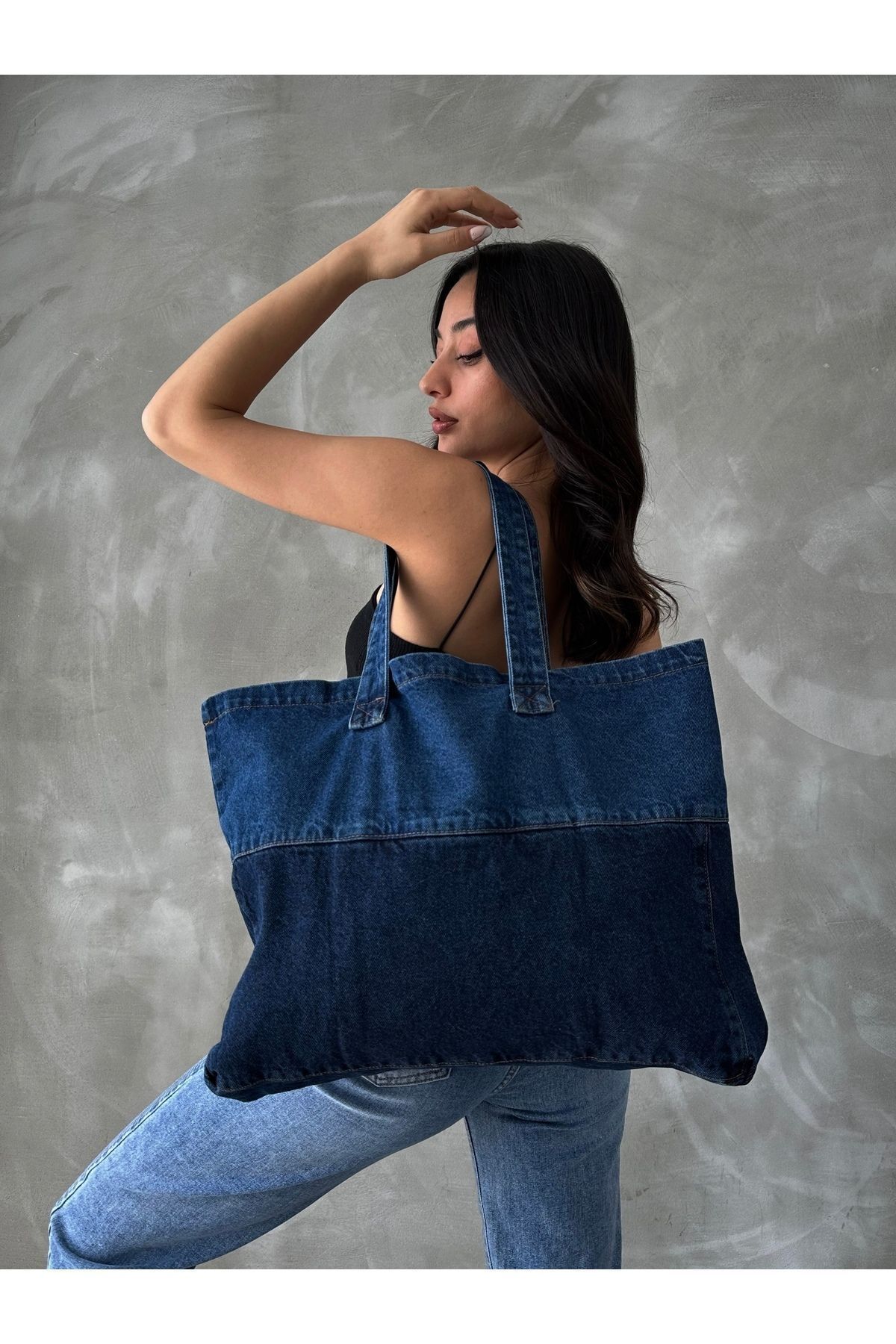 BEJNA-Geantă de damă din denim cu curea 2