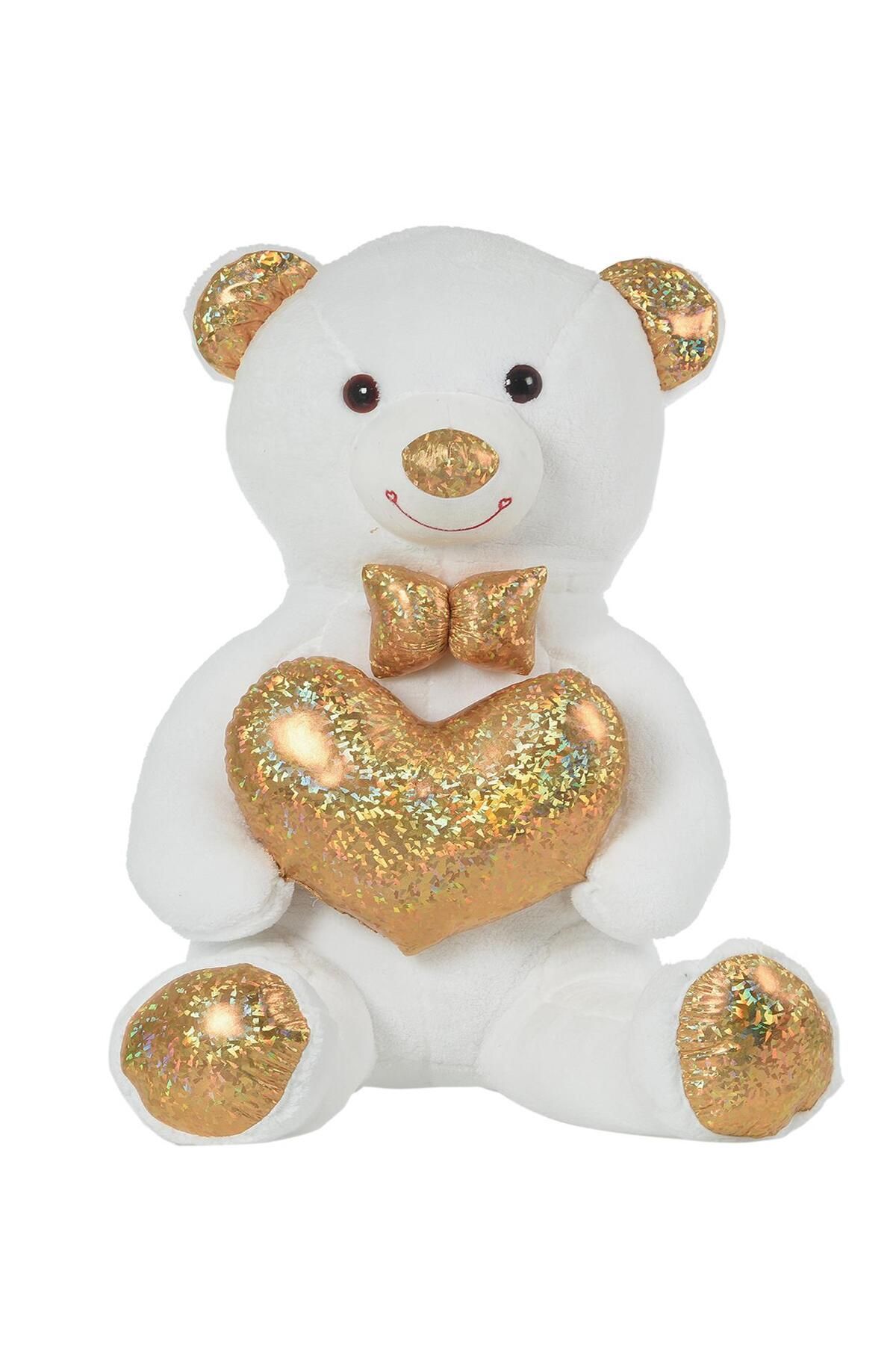 Sole-140 Cm Plush Bear with Gold Bow Tie - Heart Holding, Special Series Gift for Lover 2