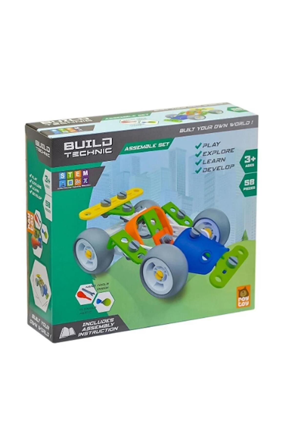 Sole-Build Technic Set, 58 Pieces Plug-in Go-kart Trolley Block Building Set 3