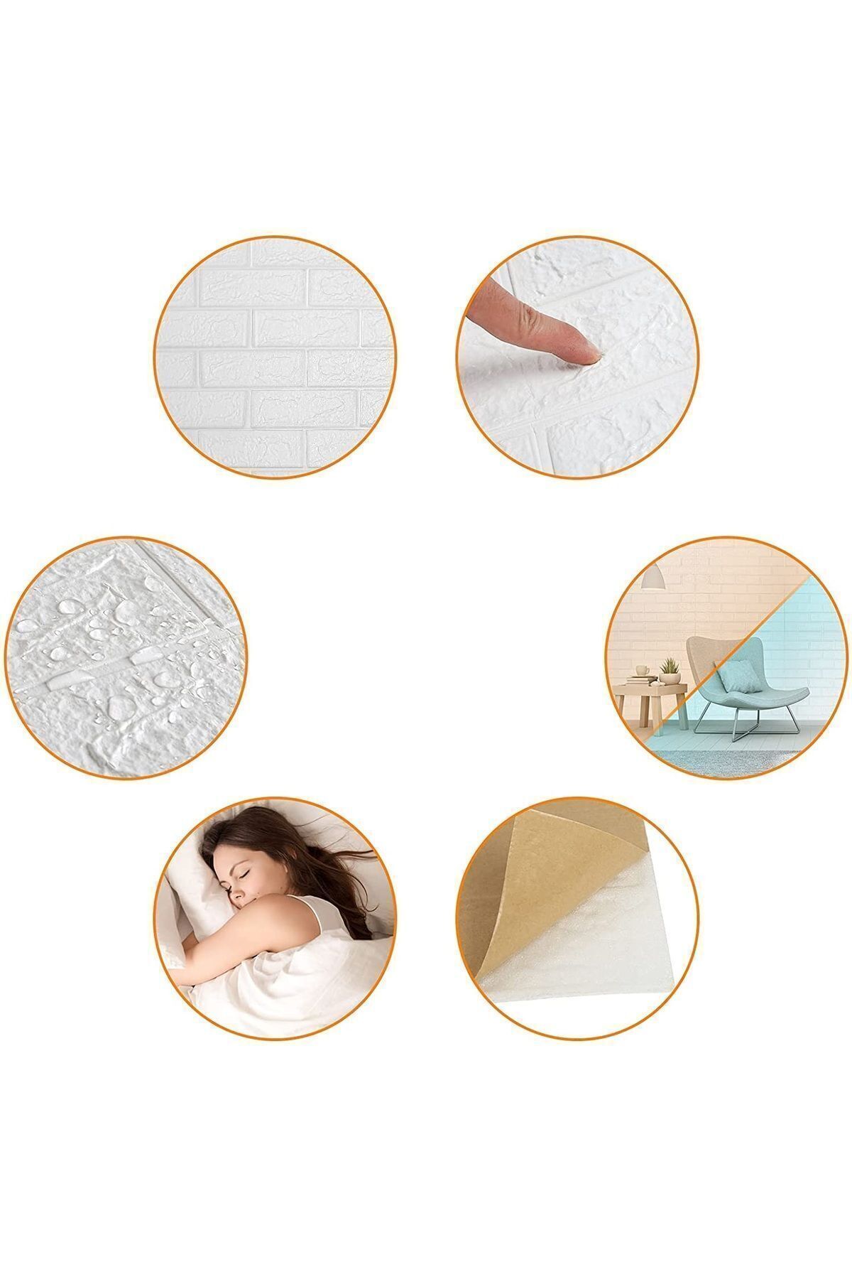 50x50 Cm 0,27 M2 Beyaz Kendinden Yapışkanlı Duvar Kağıdı Esnek Köpük Panel 3d Tuğla Desen