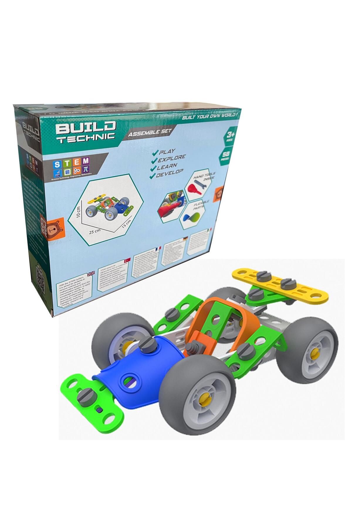 Sole-Build Technic Set, 58 Pieces Plug-in Go-kart Trolley Block Building Set 4