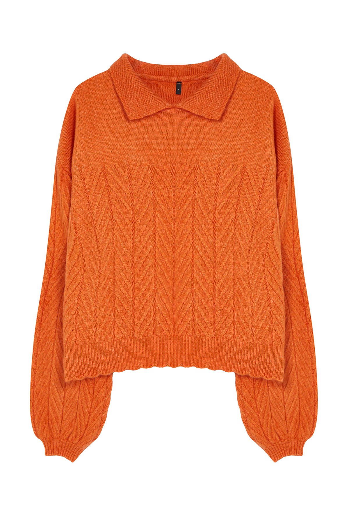 Trendyolmilla  Turuncu Geniş Kalıp Yumuşak Dokulu Saç Örgülü Triko Kazak TWOAW22KZ1620 - Görsel 6