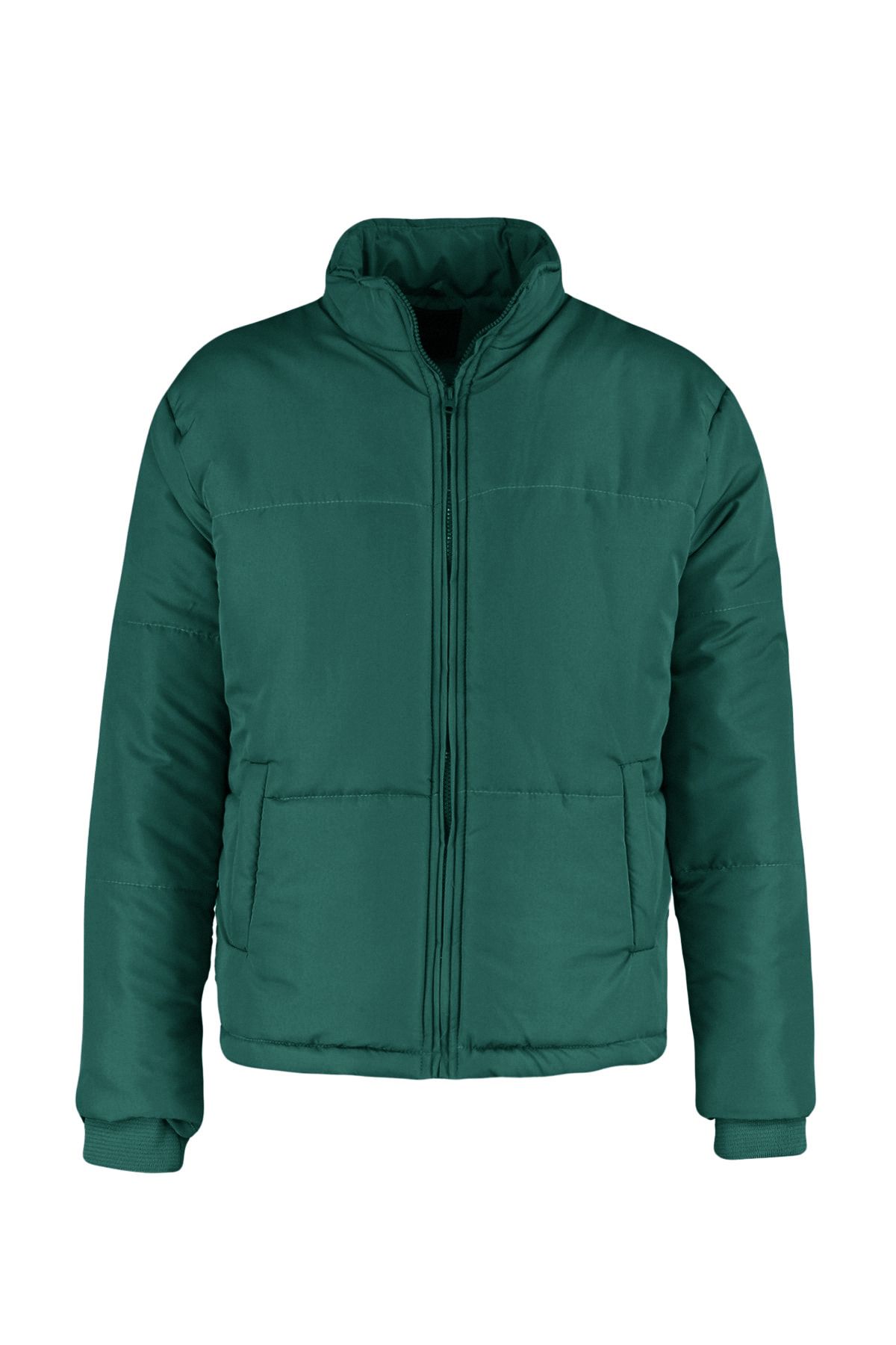 Trendyol Collection-Wind and Water Resistant Dark Green Puffer Jacket - Regular Fit, with Pockets Tmnaw22Mo0091 6