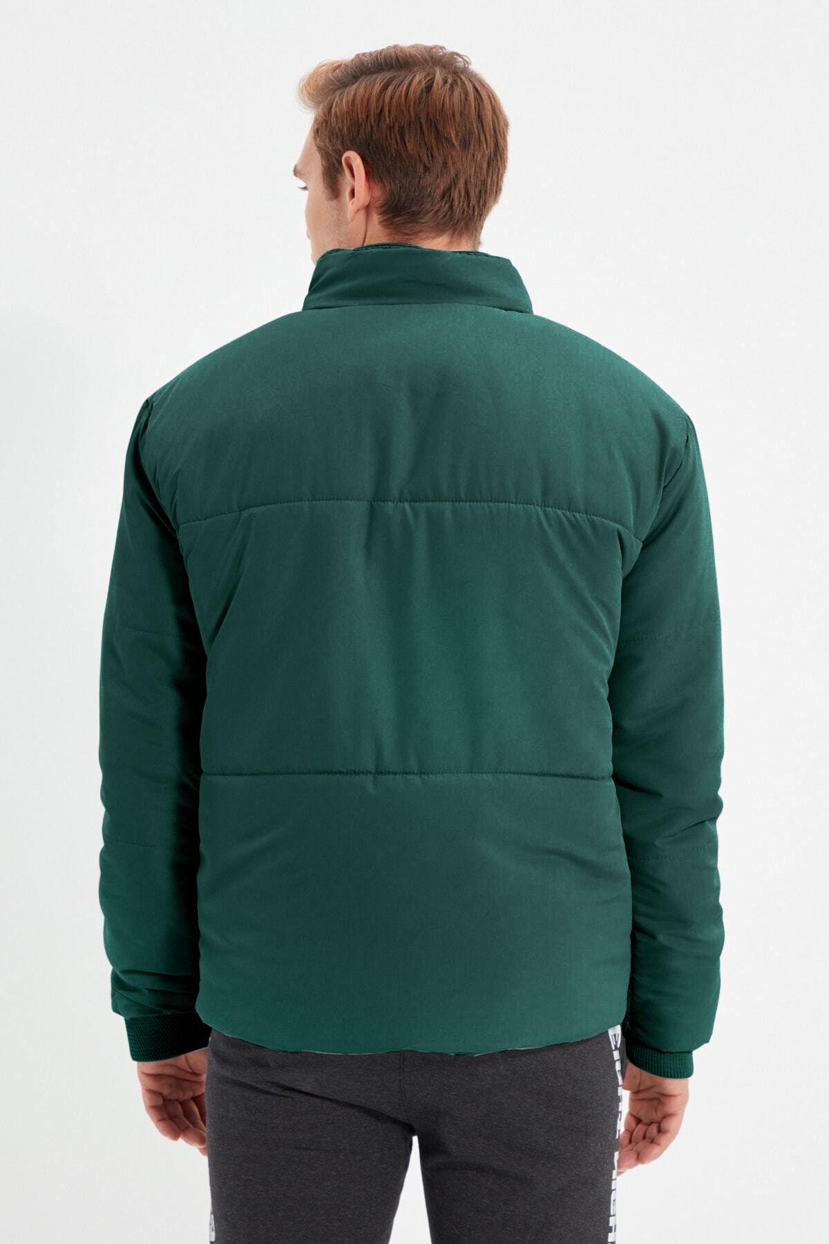 Trendyol Collection-Wind and Water Resistant Dark Green Puffer Jacket - Regular Fit, with Pockets Tmnaw22Mo0091 5