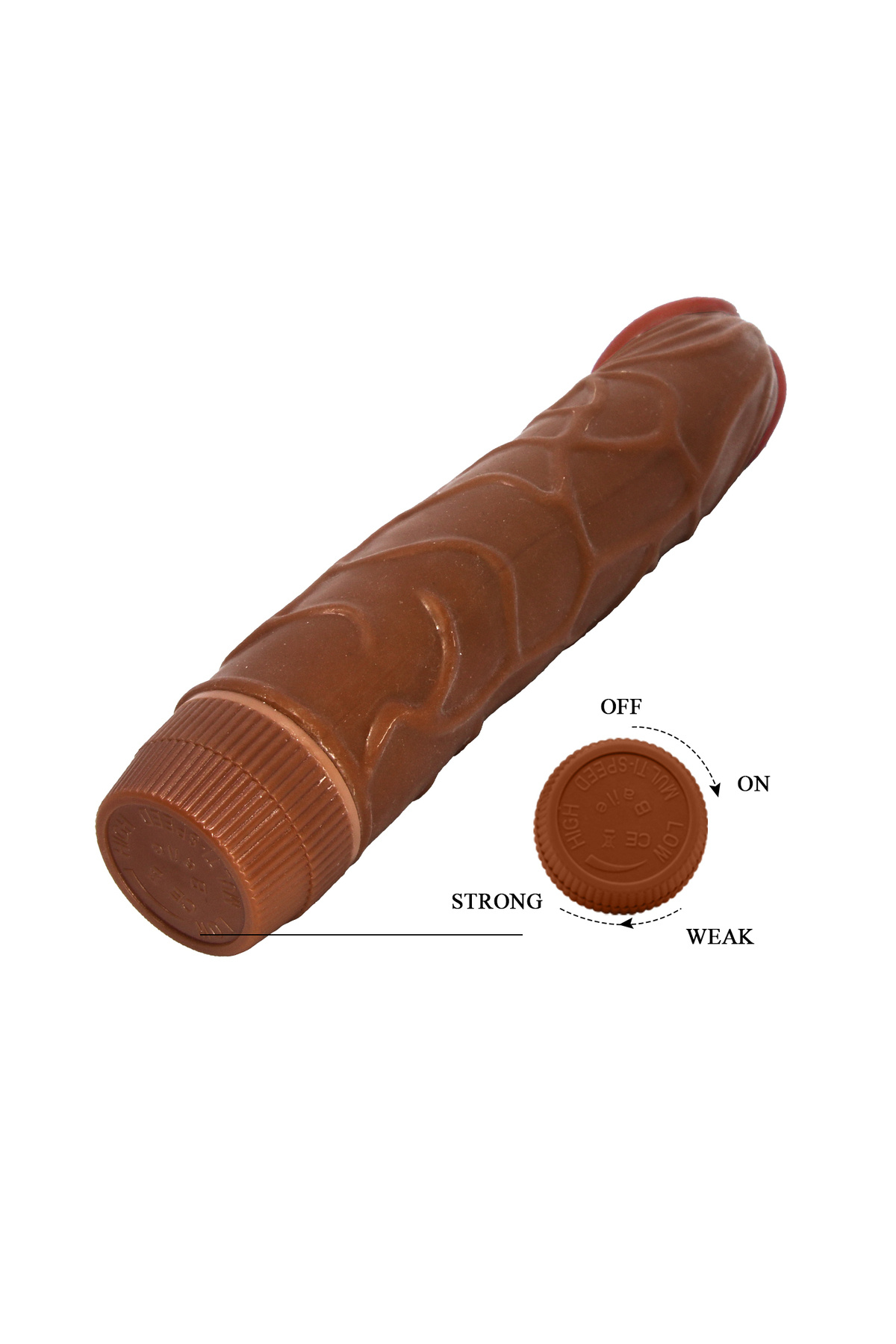 Güçlü Titreşimli Damarlı 23 Cm Realistik Vibratör Penis Dildo 5