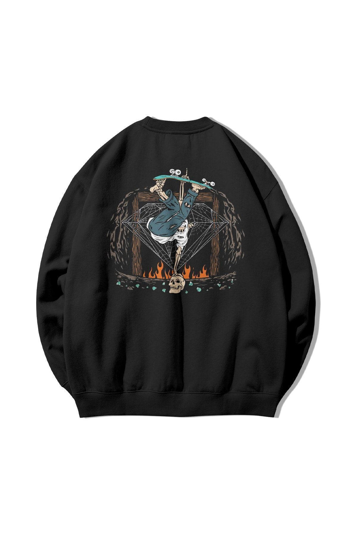 Stadium Hanorac Negru Unisex Oversize Cu Decolteu Triplu Cu Imprimeu Thrasher Masculin - L