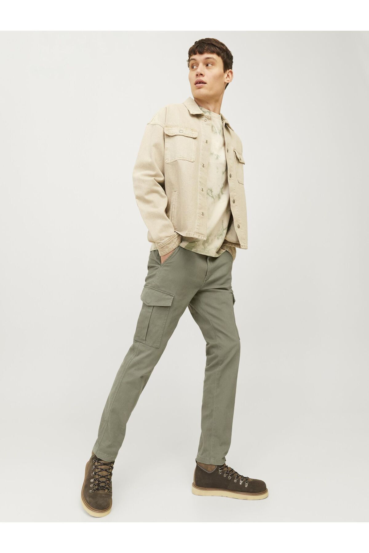 شلوار جک اند جونز مردانه پنبه ای قهوه ای  راسته کارگو فاق نرمال   کارگو کژوال/روزمره | Jack & Jones 12182538 TR - تصویر 8