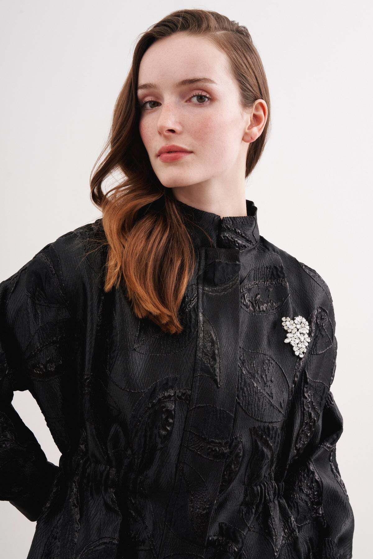 FUSHYA-Jacquard Jacket - Waist Drawstring Design 2