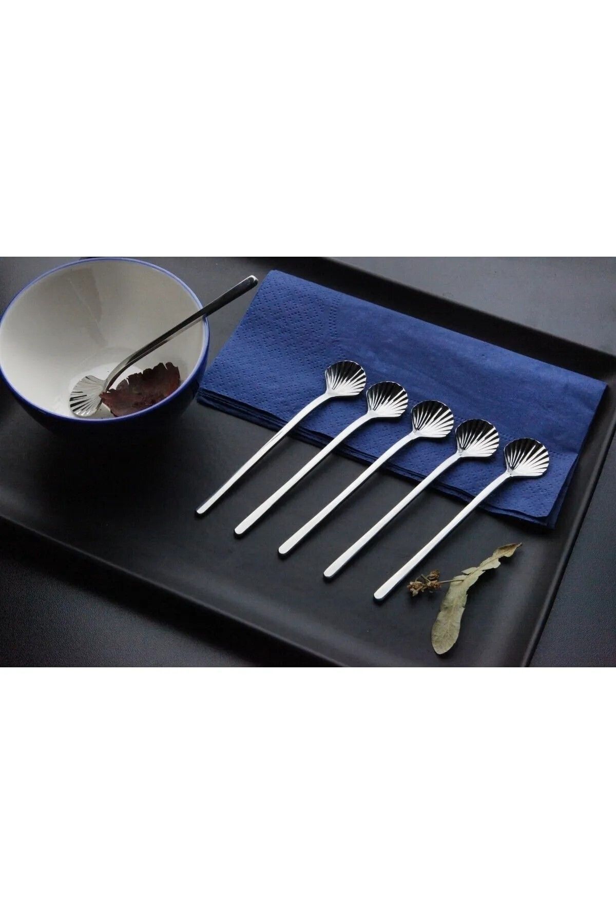 Set of 6 Silver Oyster Model Presentation Teaspoon, 18/10 Stainless Steel