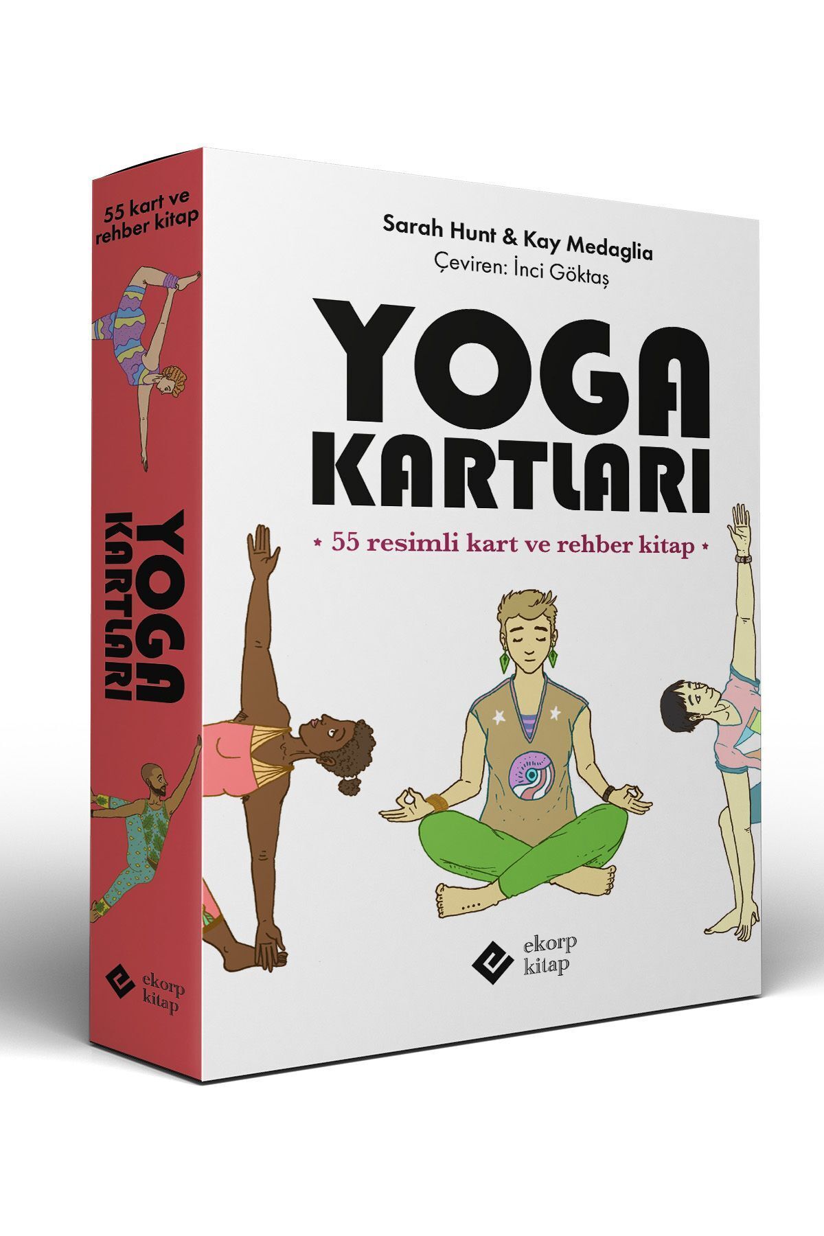 Ekorp Kitap Yoga Kartları - 55 Kartlık Deste ve Rehber Kitapçık - 45 Poz ve 10 Seri Kartı - 10x15cm - Mat Tarot