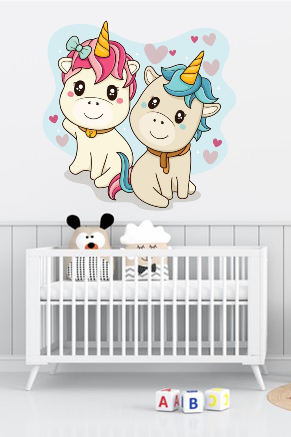 Baby Unicornlar Çocuk Odası Duvar Sticker 50x50 cm